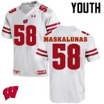 Youth Wisconsin Badgers NCAA #58 Mike Maskalunas White Authentic Under Armour Stitched College Football Jersey QZ31B48HV